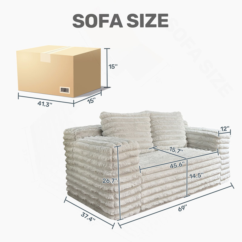 Boneless Loveseat Sofa, Floor Sofa For Apartment Office Bedroom Living Room