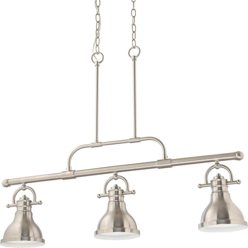 Luminaire suspendu pour îlot de cuisine à 3 lumières en nickel brossé avec bols de l 6,25 po Abrahim, Nickel brossé