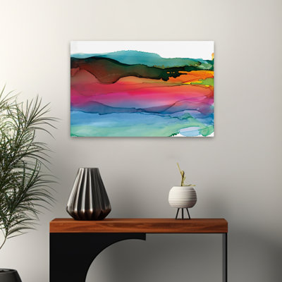 «Rainbowscape I Crop» - art abstrait à l'encre noire et noire