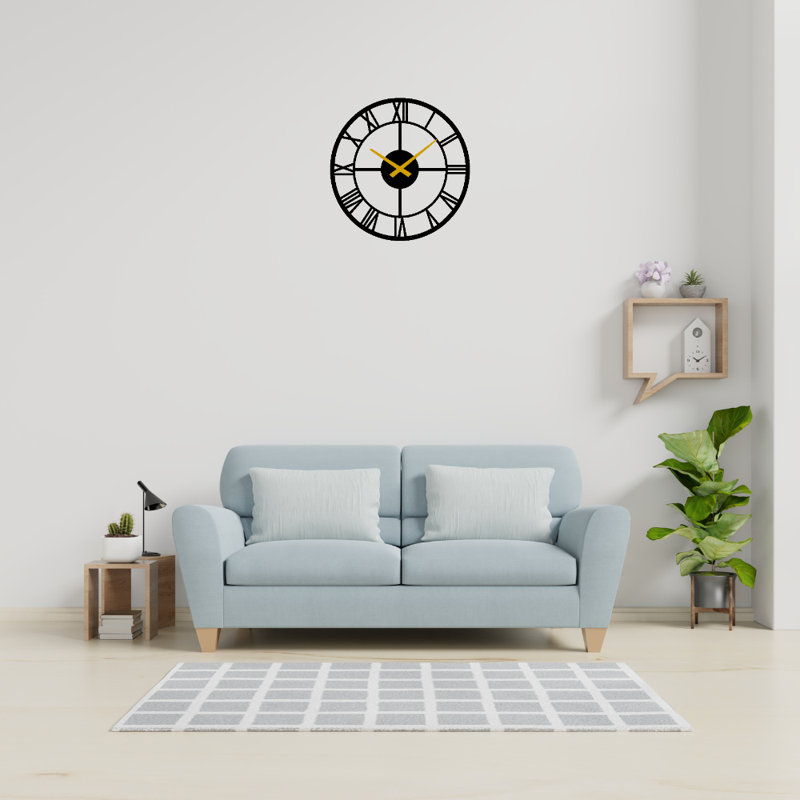 Metal Wall Clock, Black, Large
