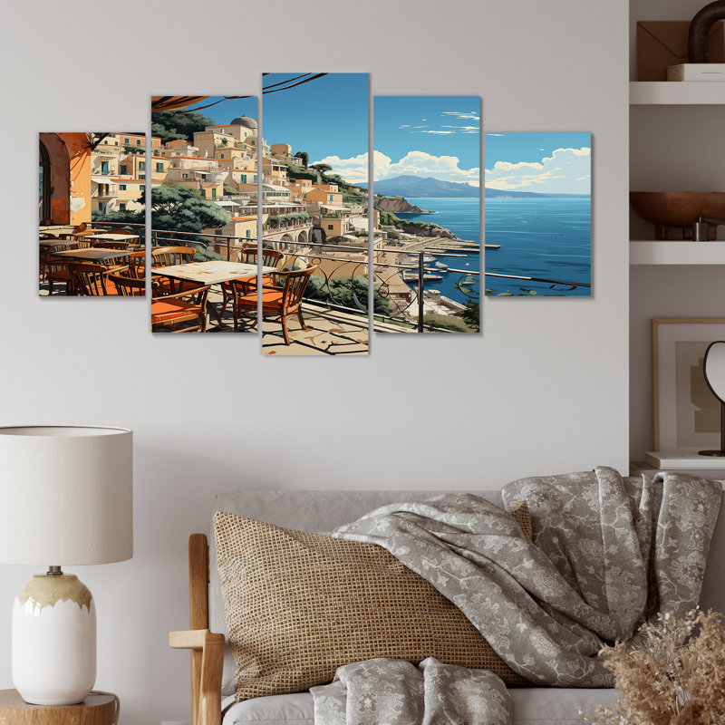 Capri, Italie, bleu, méditerranéen, village I - paysage, Italie, ensemble de décorations murales