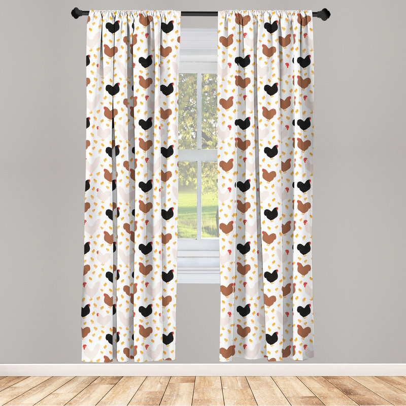Hen and Chicks Semi-Sheer Rod Pocket Curtain Panels, 28" x 84"