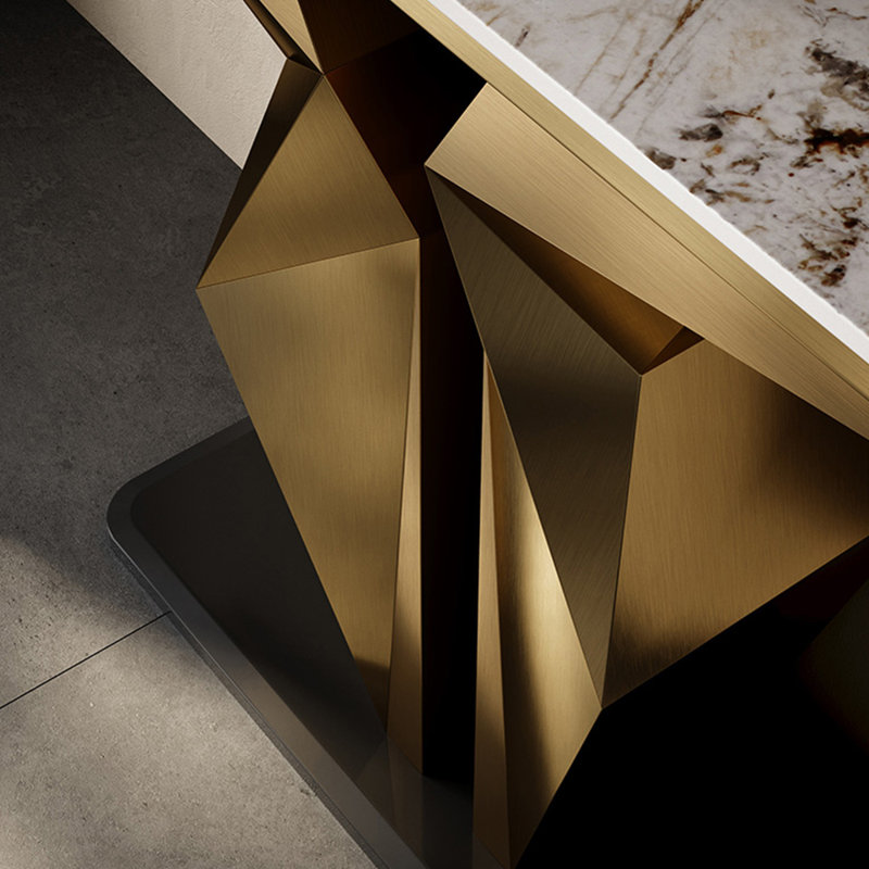 Console luxueuse de style italien, H 33,5 po x l 47,2 po x P 13,8 po, Doré