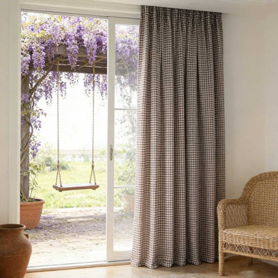 Brown Plaid Curtains Semi Blackouts Window Curtains For Bedroom Living Room Soft Minimalists Drapes Home Window Treatments Panels