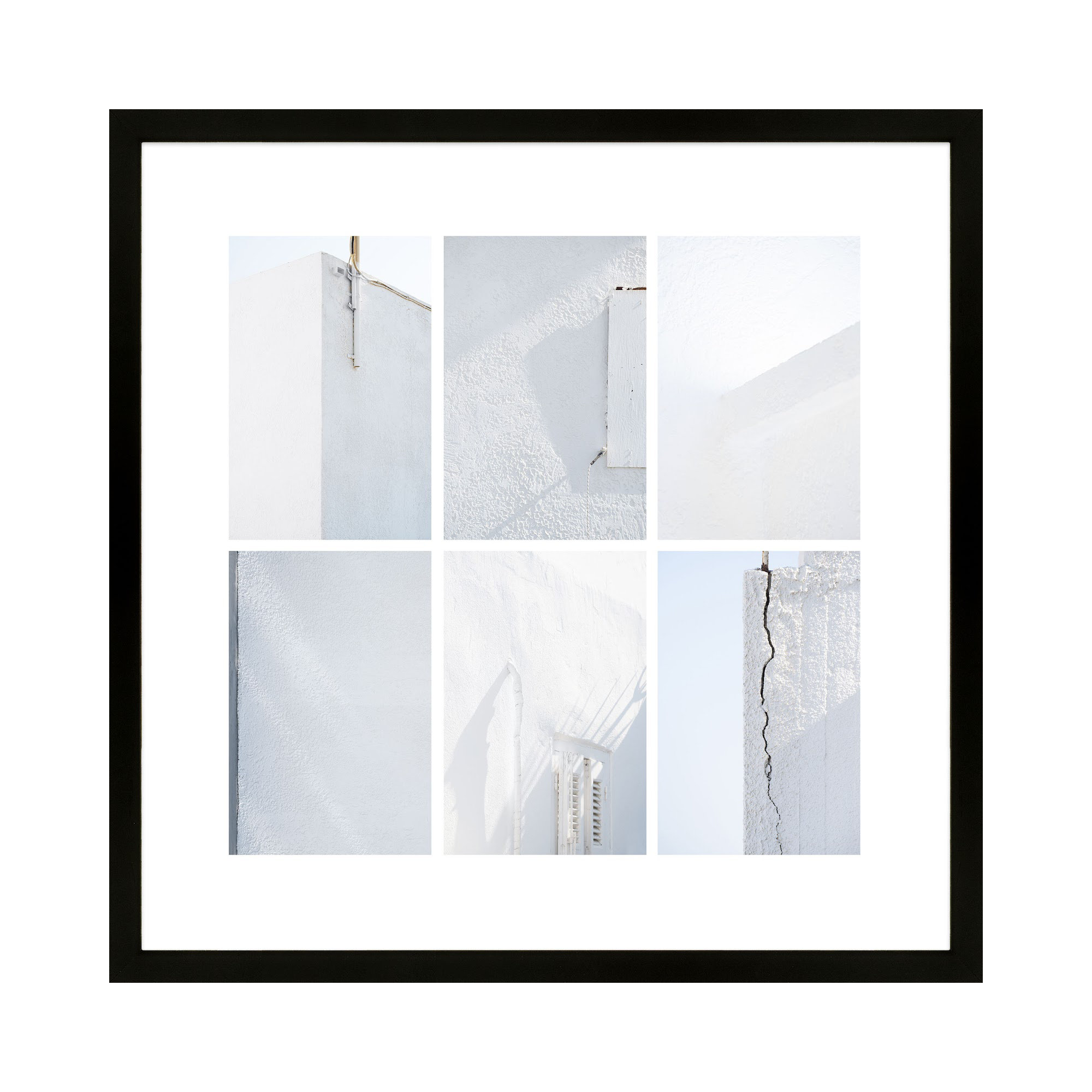 Lowell White Fragments from Greece 1 by Svetlana Smirnova - Picture Frame Photograph, 36" H x 36" W x 1.25" D, Black