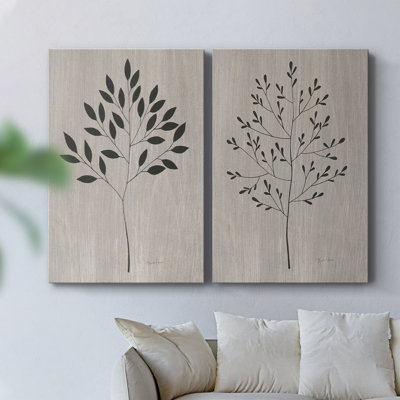 Feuilles et bois I - Toile tendue avec châssis de qualité supérieure - Prêt à être accroché