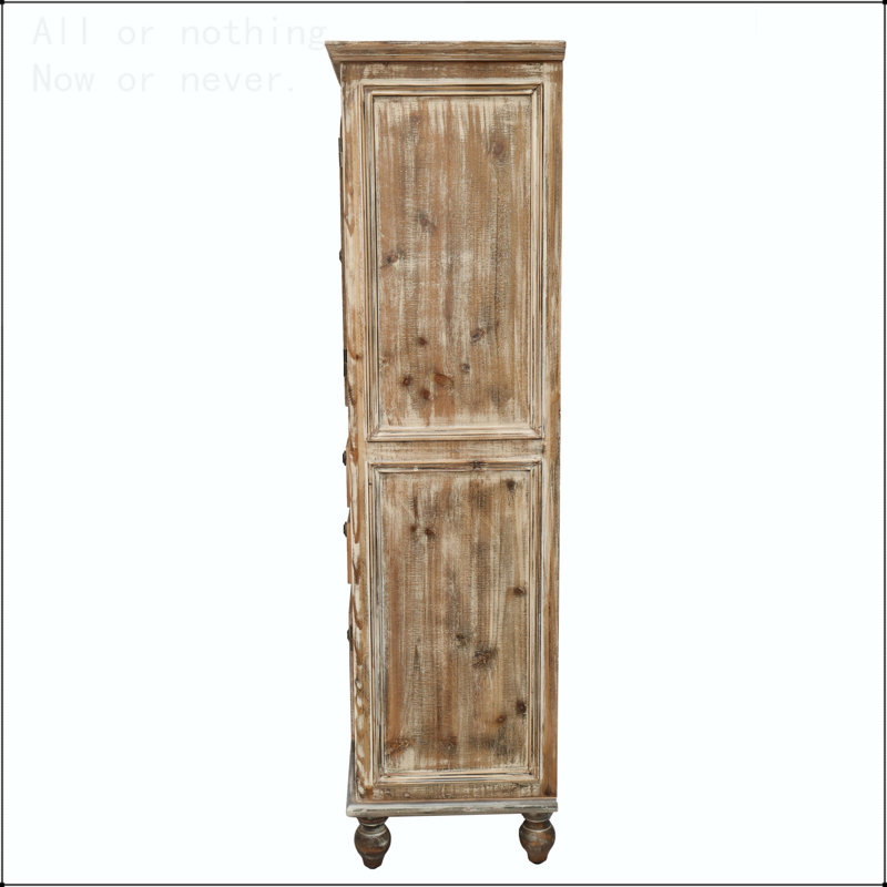 Grande armoire de rangement étroite avec porte en verre Farmhouse - H 59,05 po, Natural+Rustic