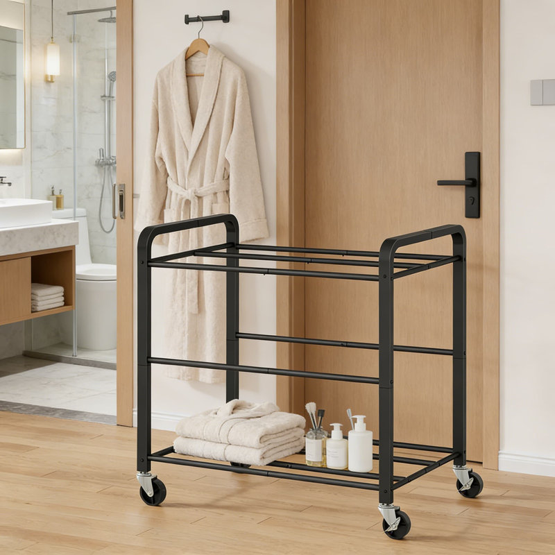 Chariot de trieur de linge robuste avec 6 sacs amovibles, grande capacité de 295 L, roues verrouillables et cadre en métal robuste pour l'organisation à la maison