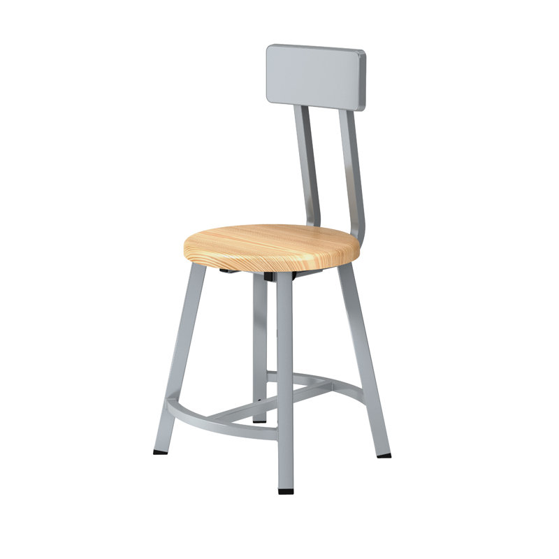 Tabouret industriel / de hauteur fixe avec dossier, H 18 po
