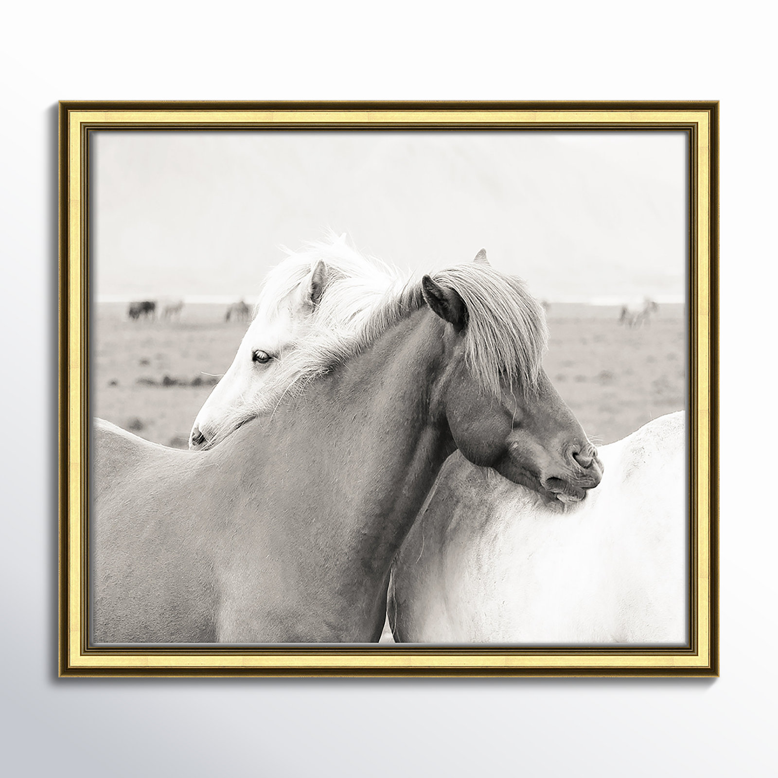 Melanie "Icelandic Meadow Horses" Print, 14.25" H x 16.25" W x 0.88" D, Gold Framed