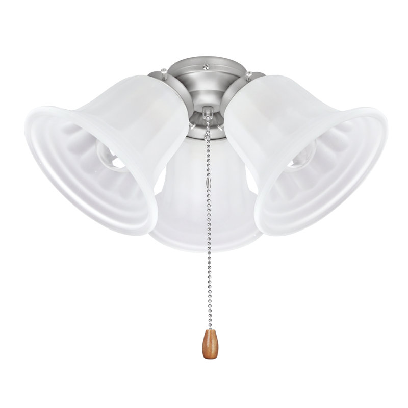 Brushed Nickel 3-Light Ceiling Fan Kit with Frosted Glass Shades