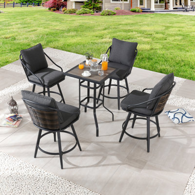 Abrion 4 - Person Patio Dining Set Square Table with Cushions Included