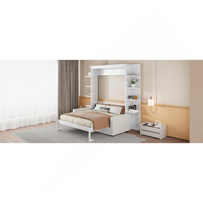Lit escamotable avec canapé Murphy, conception peu encombrante pour les maisons et les studios modernes, idéal pour les petites pièces et les espaces invités.