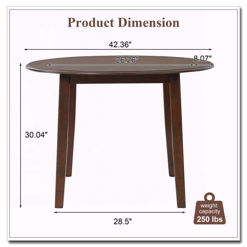Table de salle à manger extensible ronde pliante en bois, Brun