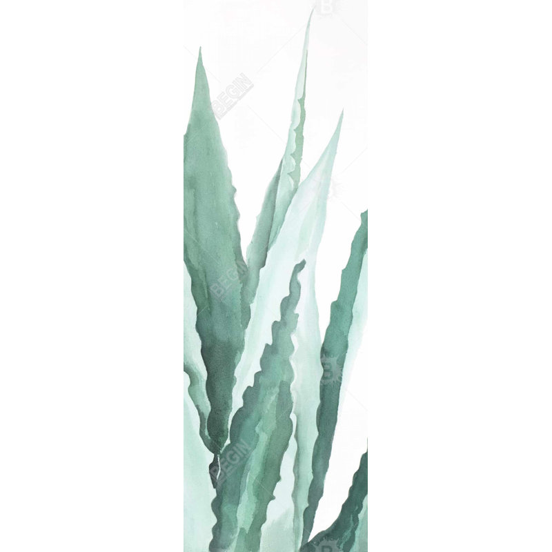 Aquarelle sur toile d'agave | Décor floral exotique blanc