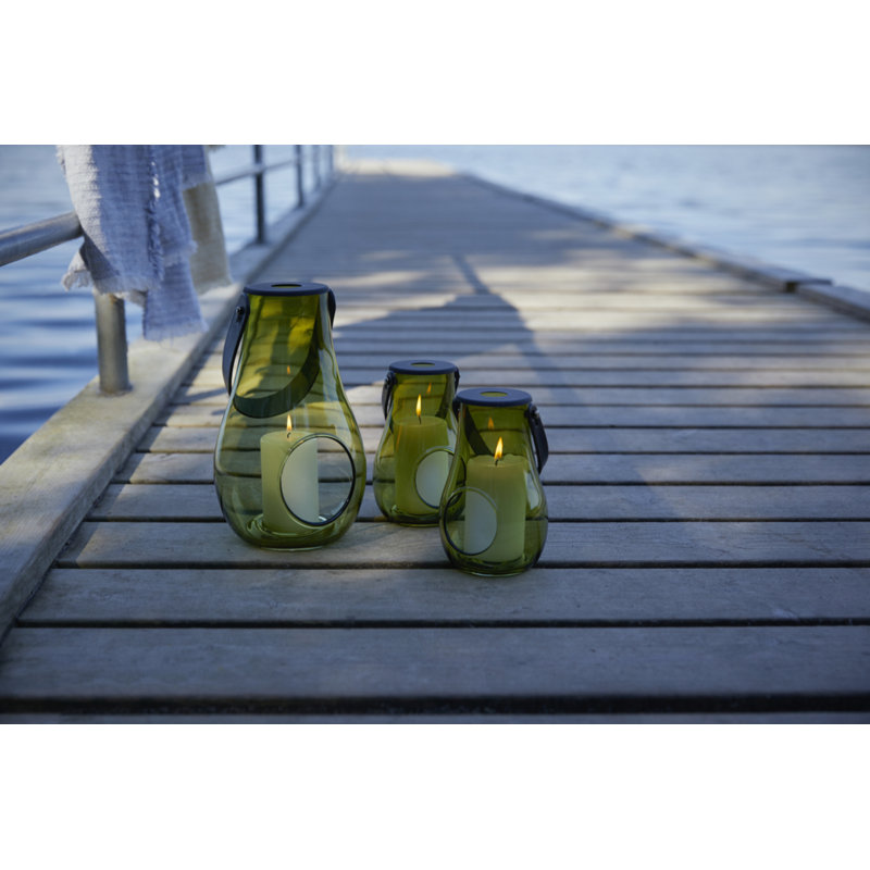 Glass Tabletop Lantern, 9.8" H x 6.1" W x 6.1" D
