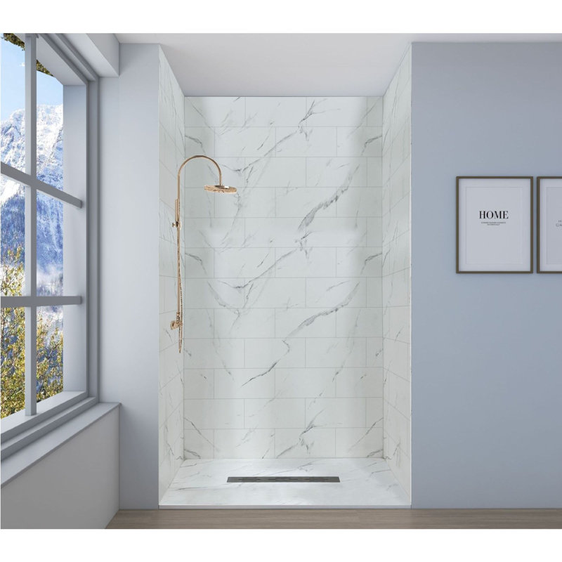 Base de douche à seuil zéro 48 po avec drain central Transolide Trimslate Plus, Calcite