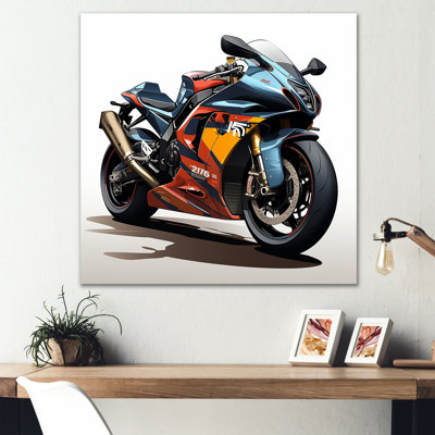 Orange And Black Sleek Speed Motorcycle II - Motorcycle Metal Wall Art