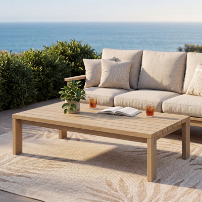 Zorin Modern Coastal Patio Coffee Table with Slatted Top and Acacia Wood Frame