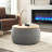 Round Storage Ottoman, 2 In 1 Function, Work As End Table And Ottoman, Dark Grey (25.5"X25.5"X14.5")-2016824680
