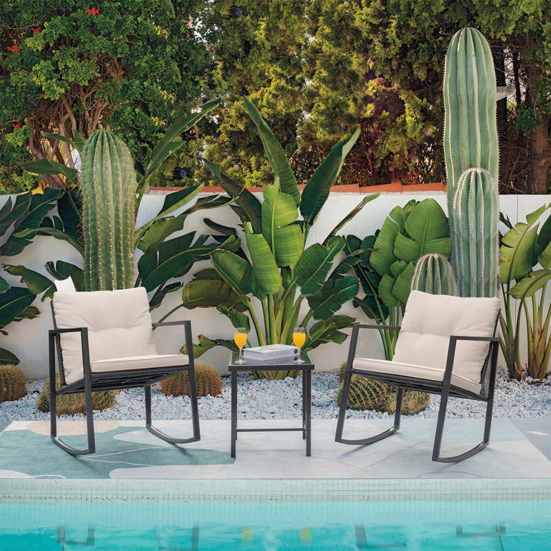 Beauman Metal 2 - Person Rocking Seating Group with Cushions, White