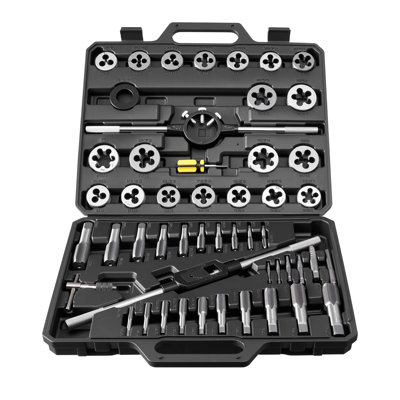 51-Piece Metric Tap and Die Set with Carrying Case, Bearing Steel Threading Tool Kit for M6 to M24 Coarse and Fine Threads