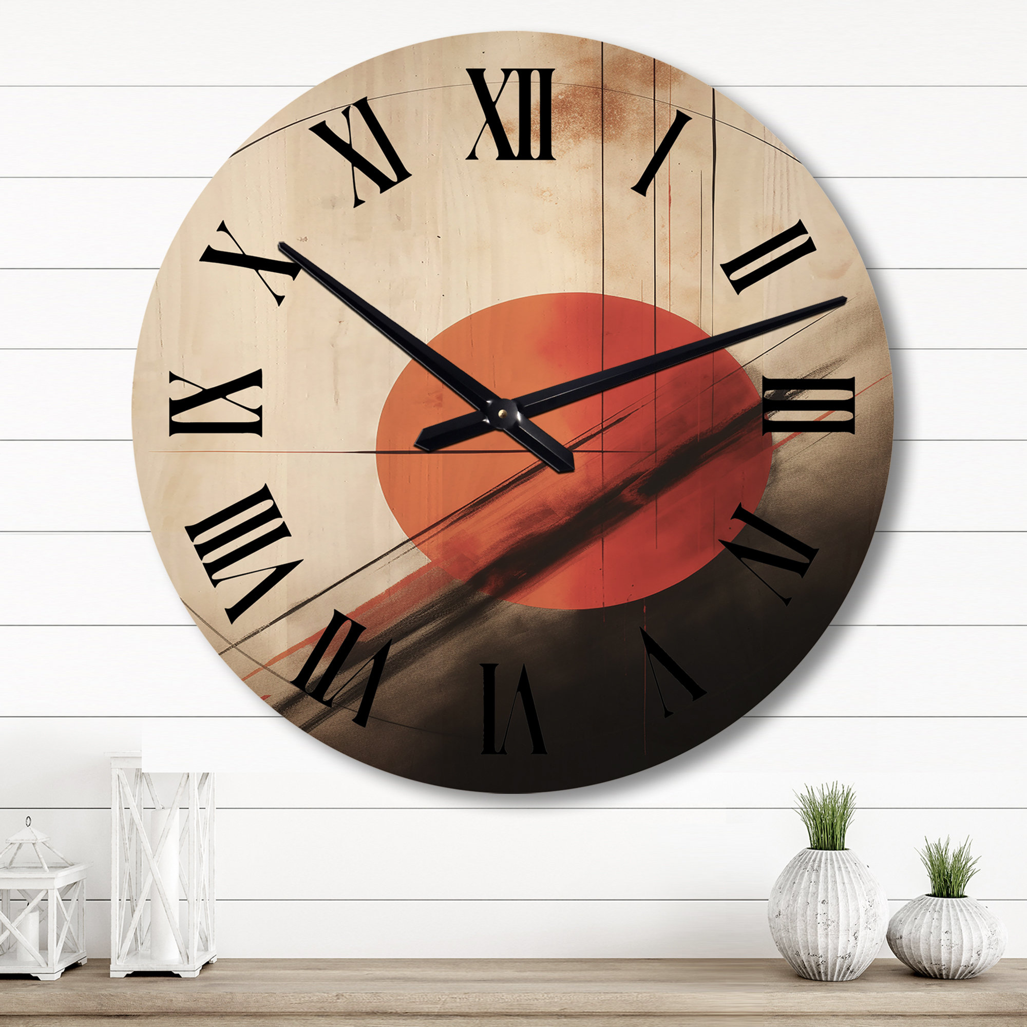 East Urban Home Midcentury Geometric Abstract Red Full Moon - Modern ...