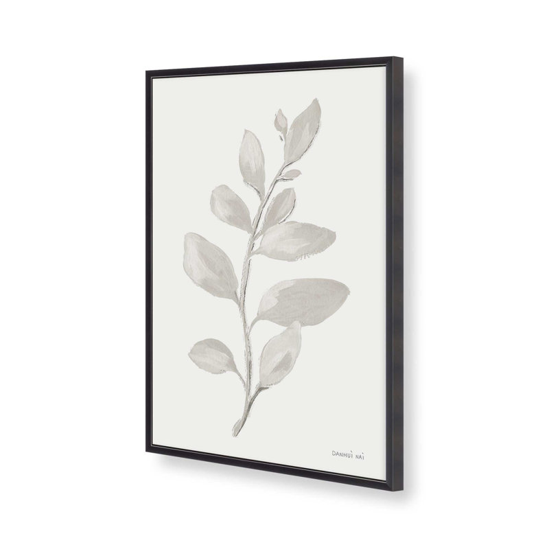 Elegant Grey Leaves I Print, 21.25'' H x 17.25'' W, Weathered Zinc Open Corner Framed