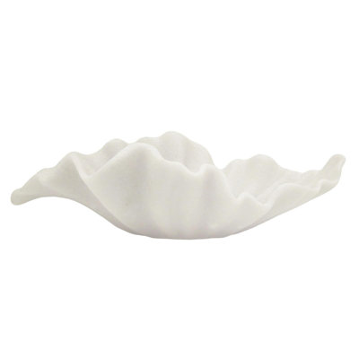 Off-white Smal Decorative Bowl - 9.8” Fruit/Key/Purse Bowl for Home Decor - Coffee Table & Entryway Table Decor - Scalloped Ruffle Bowls - Unique Centerpiece Bowls(Small)