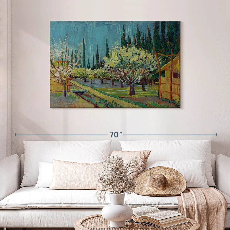 Harnek Orchard Borded By Cypresses, H 30 po x l 45 po