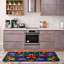 Tapis de cuisine mexicain à motif floral multicolore antidérapant, tapis de couloir pour la cuisine et la salle de lavage