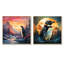 Coucher de soleil coucher de soleil pingouin charme I - ensemble de salon art mural pingouin-383801545-383801548