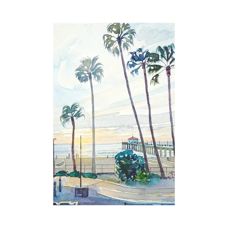 «Manhattan Beach Pier» par Luisa Millicent, reproduction d'art sur toile tendue, H 26 po x l 18 po x 1,5 po, Toile tendue