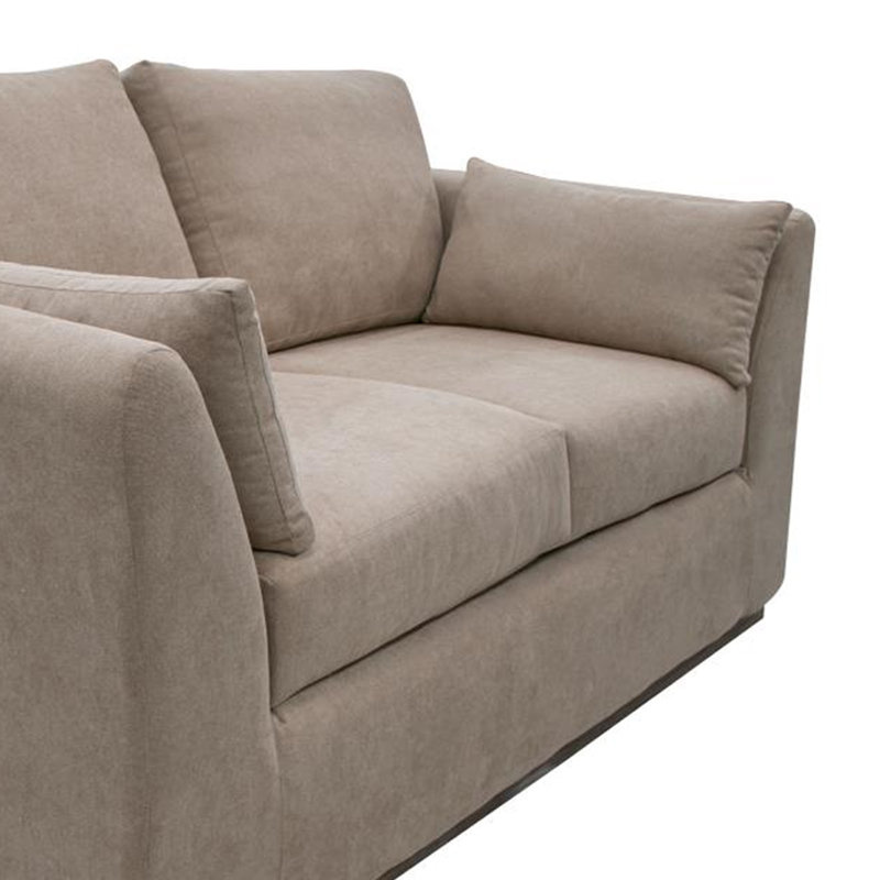 Structure et base en bois Romul, canapé, Polyester brun pâle, H 36,5 po x l 90 po x P 38,5 po