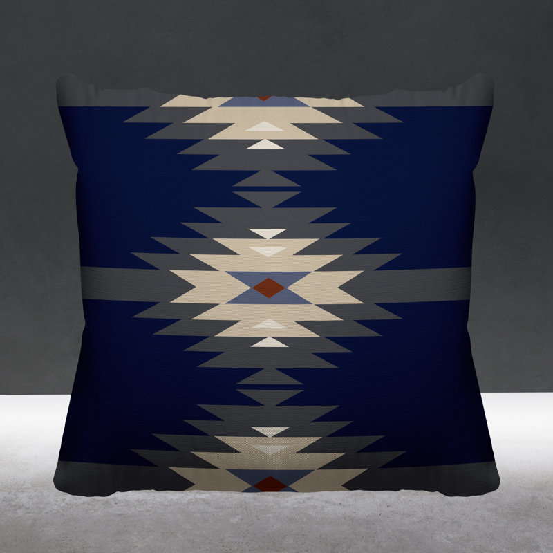 Coussin décoratif intérieur / extérieur Onida Southwestern, Bleu marine, L 19 po x H 19 po