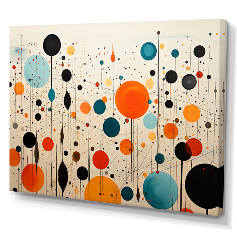«Orange Orange Mid Century Geometric Abstractions III», reproduction d'art sur toile, 30" H x 40" W, Toile tendue