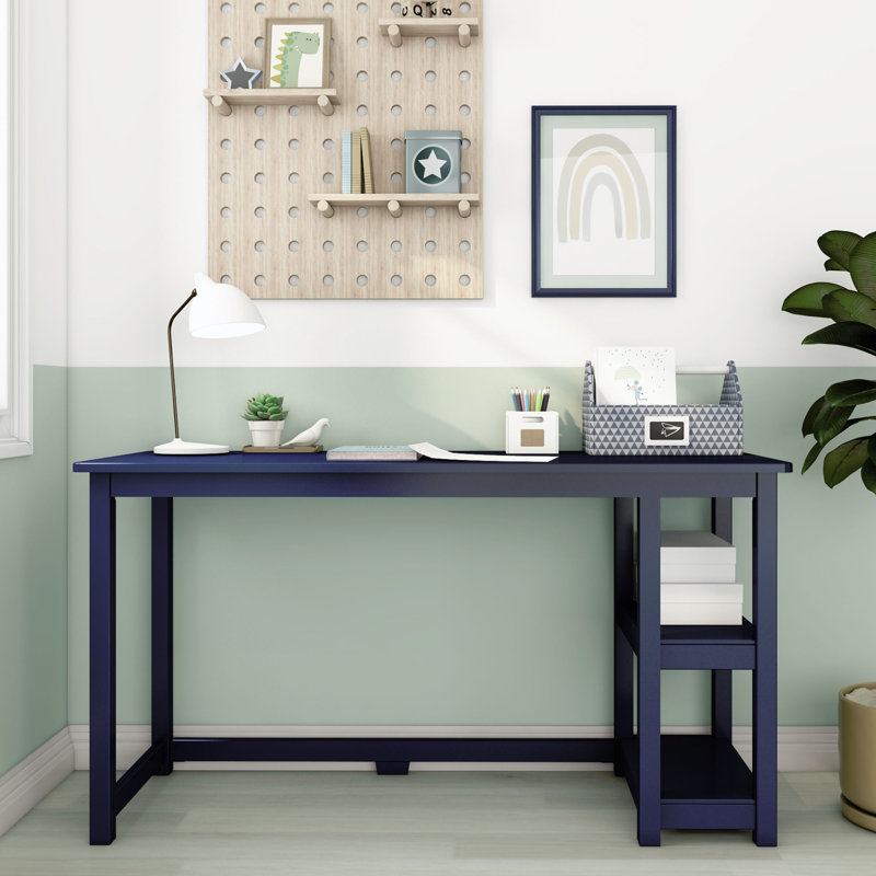 Grand bureau avec tablettes Lalitha, Bleu