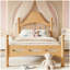 Lit plateforme simple avec tête de lit chic, structure de lit en bois massif avec support à lattes, aucun sommier tapissier requis et conception basse à terre, naturel-130905549-130905551