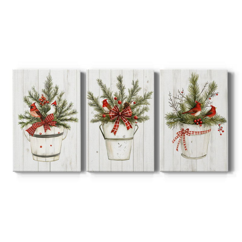 Christmas Holiday Art CXXIX  -Custom Wrapped Gallery Canvas - 3 Pieces, 36" H x 72" W