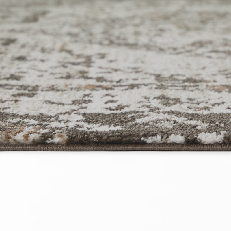 Lourandos Taupe Oriental Medallion Area Rug, 7'10" x 10'