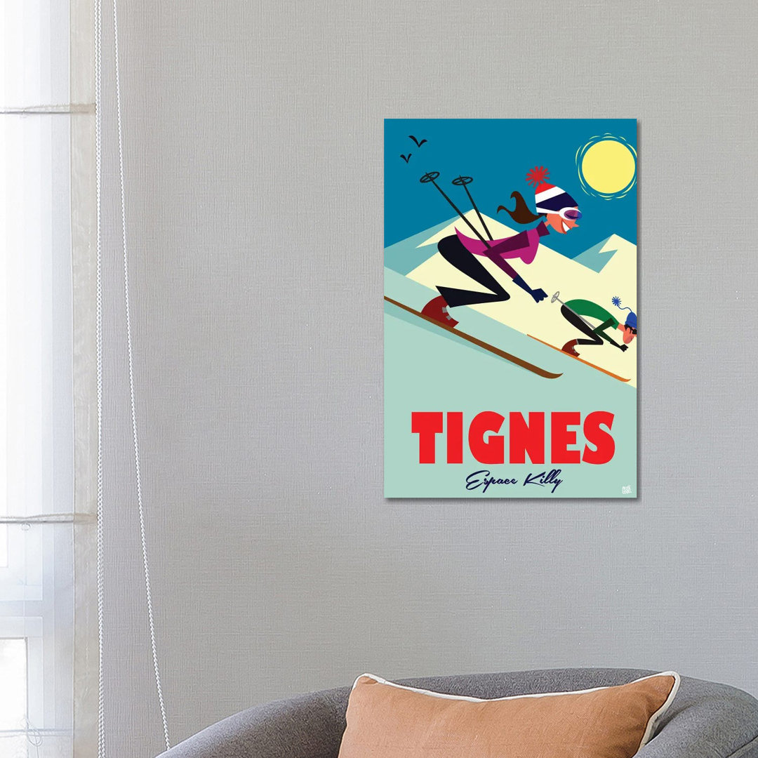 Tignes Espace Killy von Gary Godel - Galerie-umwickelte Leinwand Giclée auf Leinwand