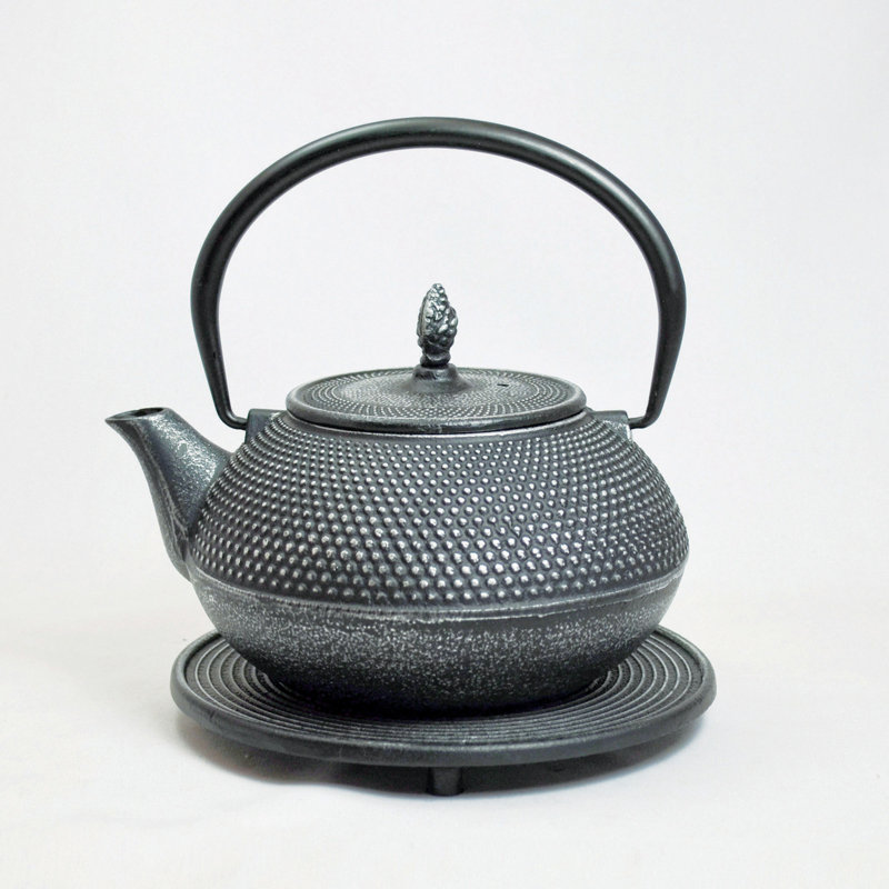 Cloelia 40oz Stovetop Safe Teapot, Silver/Black