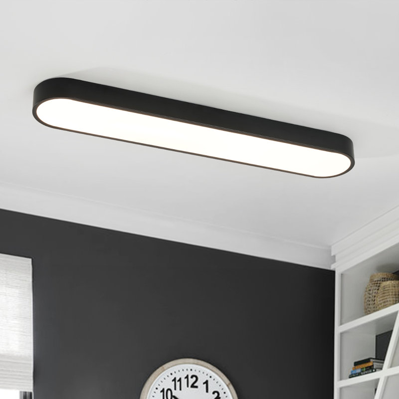 Plafonnier encastré simple ovale 31,5 po Minimalist, Noir
