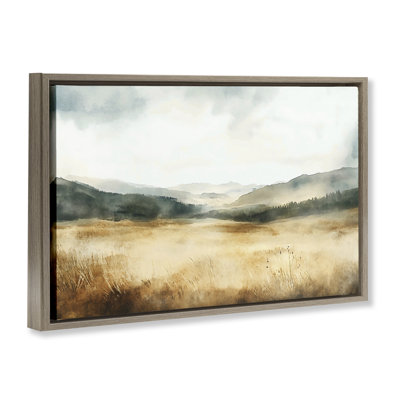 Foggy Landscape Distant Hills Floating Frame, design by LSR Creative Studio