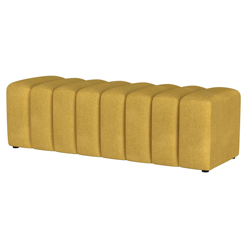 Fabric Upholstered Tufted Accent Bench Charcoal, Yellow