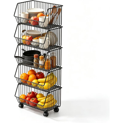 Kitchen Storage Trolley Steel Bar Cart