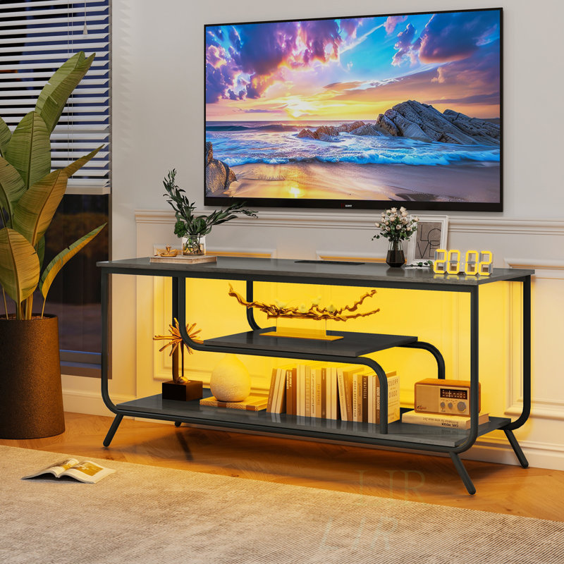 There Are Installation Videos And Scene Videos. TV Socket And LED Light - TV Stand TV Up To 55 " Small Unit Modern TV Console Suitable For Living Room And Bedroom
