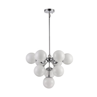 Stines 10-Light Black Chandelier with Glass Shades