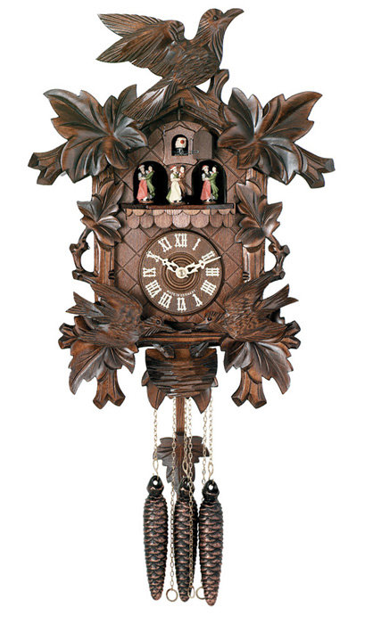 Hand-Carved Maple Wood Musical Cuckoo Clock with Dancers