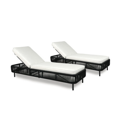 Chaise longue d'extérieur avec coussin et 5 dossiers réglables, ensemble de 4